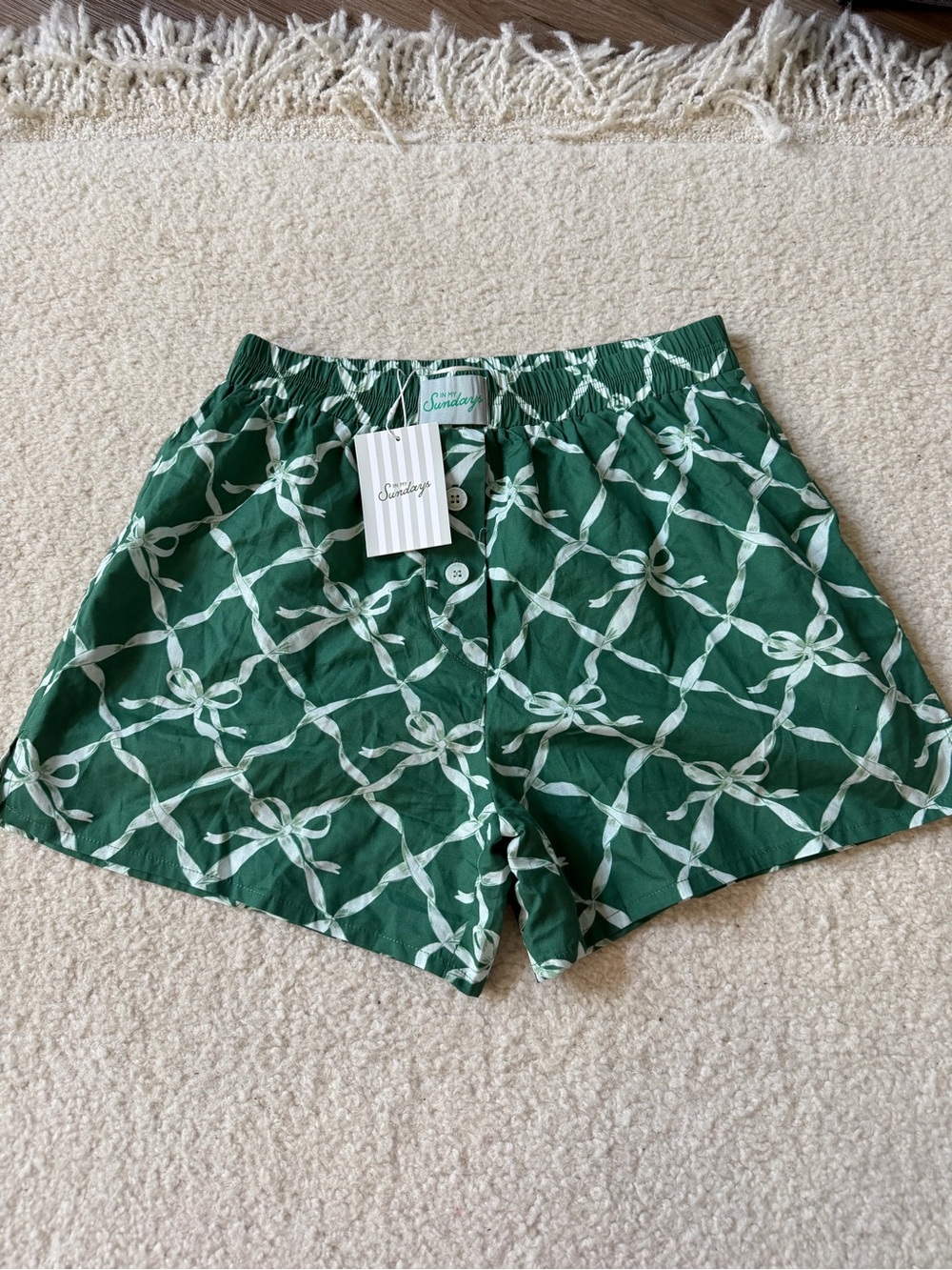 In My Sundays Evergreen Bow Boxer Shorts Small S